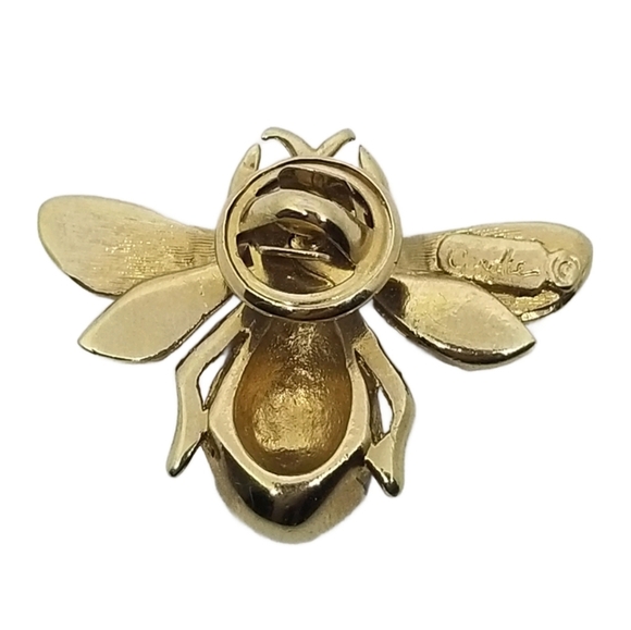 CAROLEE VINTAGE 1980s GOLDTONE & BLACK ENAMEL BUMBLE BEE PIN - Picture 3 of 4